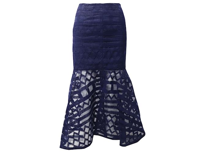 Kenzo Serpentine Skirt with Diamond Pattern in Navy Blue Polyamide Nylon  ref.659111