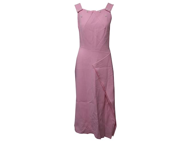 Roland Mouret Button Detailed Sleeveless Dress in Pink Polyester  ref.659121