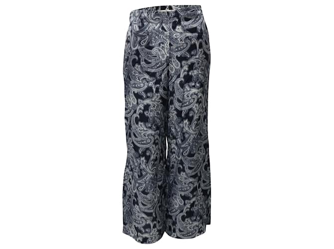 Acne Studios Paisley Printed Wide Leg Pants in Navy Blue Cupro  Cellulose fibre  ref.659142