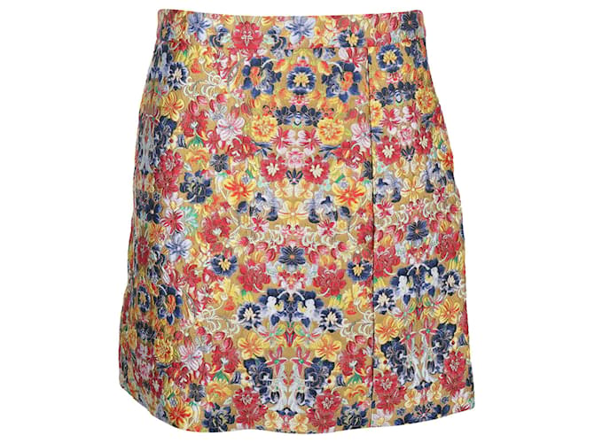 Céline Celine Floral Brocade Mini Skirt in Multicolor Polyester Multiple colors  ref.659166
