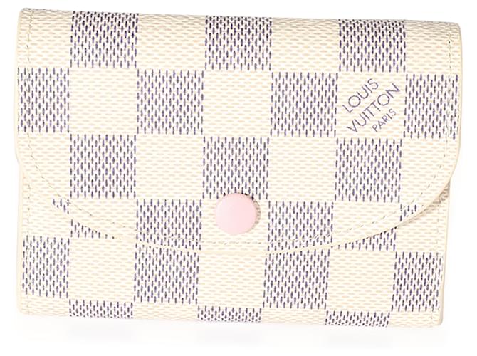 Louis Vuitton Damier Azur Canvas Rosalie Wallet White Leather ref.659191 -  Joli Closet