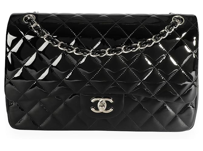 Chanel Black Quilted Patent Leather Jumbo Classic Double Flap Bag  ref.659196 - Joli Closet