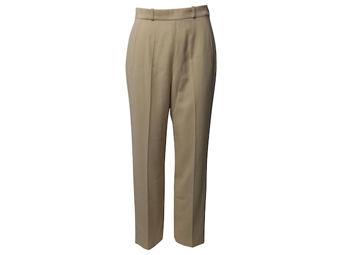 Pantalon droit taille haute Hermès en laine beige  ref.659216