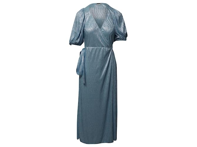 Autre Marque Rotate Birger Christensen Frida Wrap Dress in Blue Polyester  ref.659249