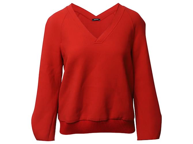 Jil Sander V-neck Sweater in Red Polyester  ref.659250