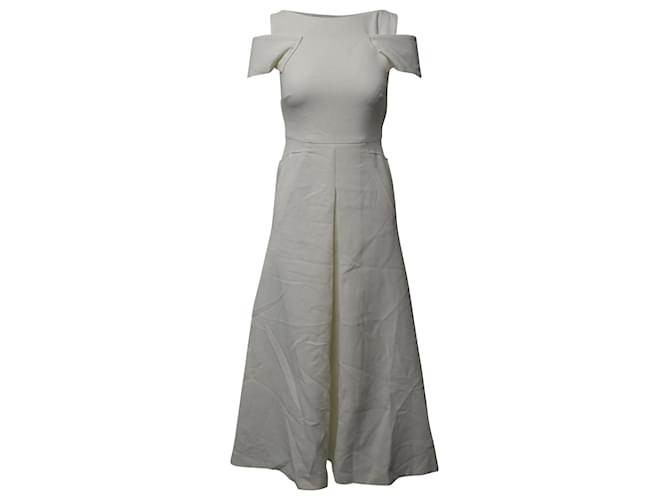 Roland Mouret Cold Shoulded Dress in White Polyester  ref.659259