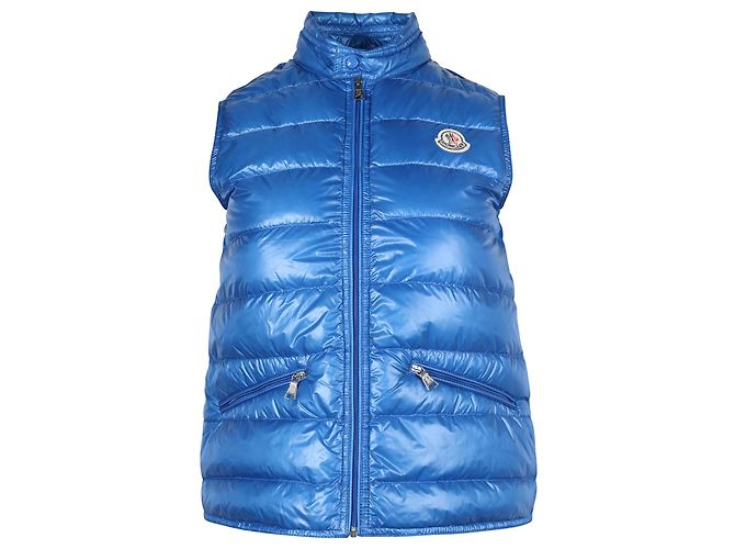 Moncler Puffer Weste aus blauem Nylon