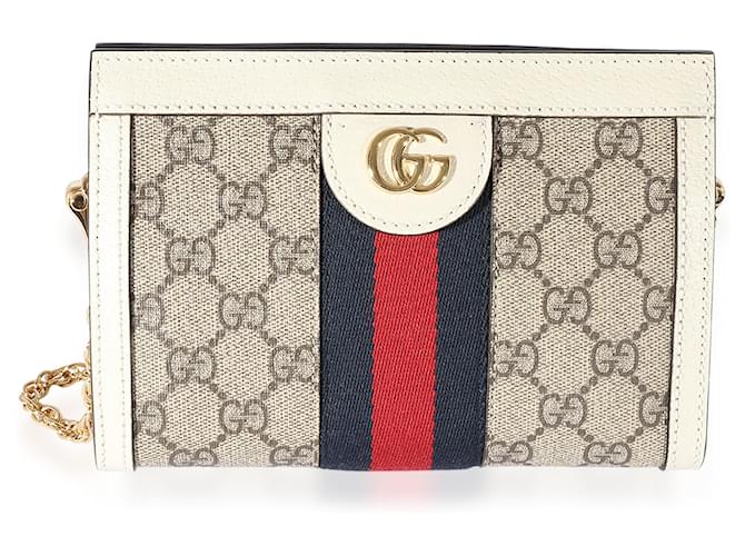 Gucci Ivory Leather & Gg Supreme Ophidia Mini Shoulder Bag   ref.659266