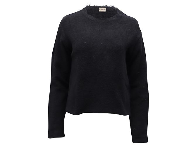 Simon Miller Pullover mit ausgefranstem Ausschnitt aus schwarzer Baumwolle