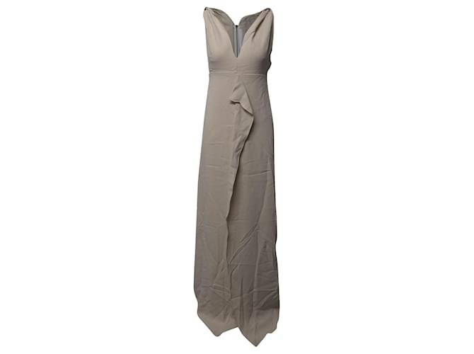 Roland Mouret Ärmelloses langes Kleid mit V-Ausschnitt aus beigefarbenem Polyester  ref.659269