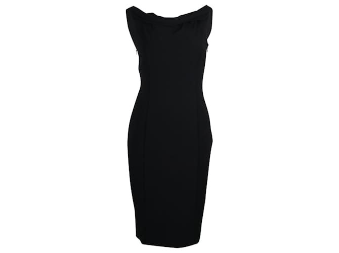 Moschino Günstiges und schickes Kleid mit Wasserfallausschnitt aus schwarzem Polyseter Polyester  ref.659293