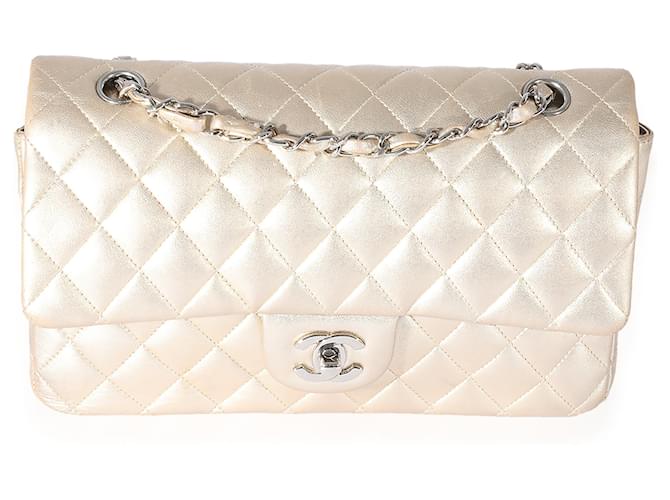 Timeless Chanel Metallic Gold Quilted Lambskin Medium Classic Double Flap  Golden Leather  ref.659309