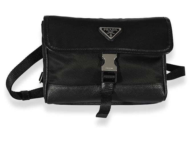Prada Black Re-nylon & Saffiano Leather Smartphone Case   ref.659331