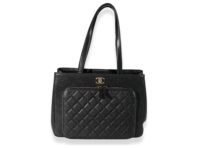 Bolsa Chanel Black Quilted Caviar Large Business Affinity Preto Couro  ref.659337