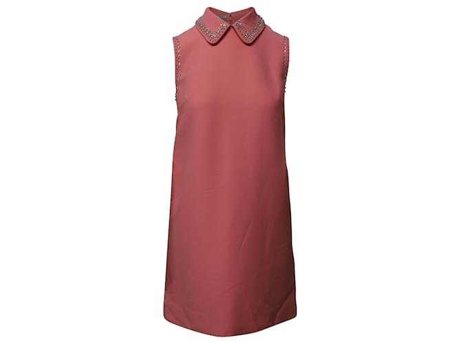 Miu Miu Crystal Embellished Shift Dress in Pink Viscose Cellulose fibre  ref.659353