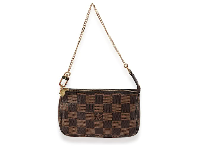 Louis Vuitton Damier Ebene Mini Pochette Accessories  Brown Leather  ref.659363
