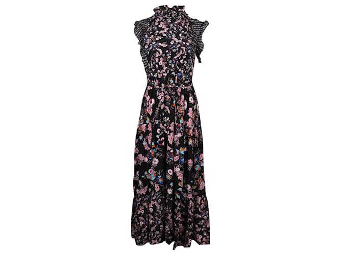 Sandro Bouna Sleeveless Midi Dress In Floral Print Viscose Cellulose fibre  ref.659367