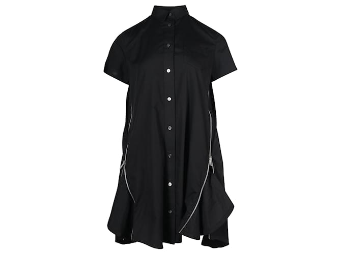 Robe chemise zippée Sacai en polyester noir  ref.659385