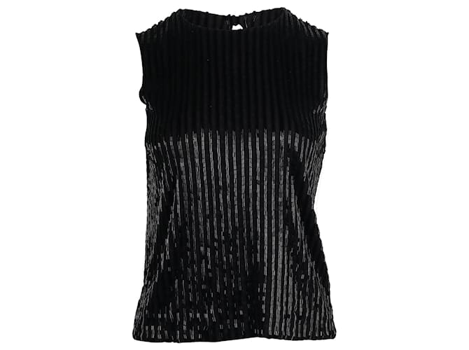 Top senza maniche con perline Diane Von Furstenberg in cotone nero  ref.659392