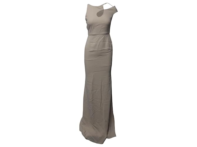 Roland Mouret Cut Out Shoulder Long Dress in Cream Viscose White Cellulose fibre  ref.659409