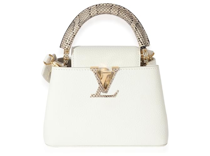 Louis Vuitton Snow White Taurillon & Python Mini Capucines Branco  ref.659421
