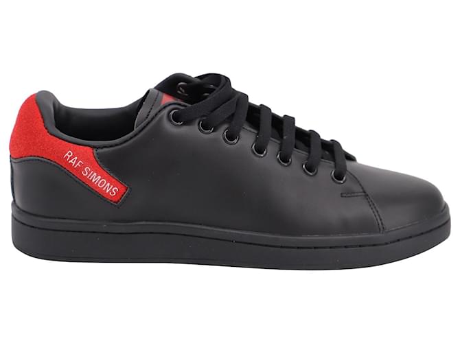 Raf Simons Niedrige Sneakers aus schwarzem Leder  ref.659440