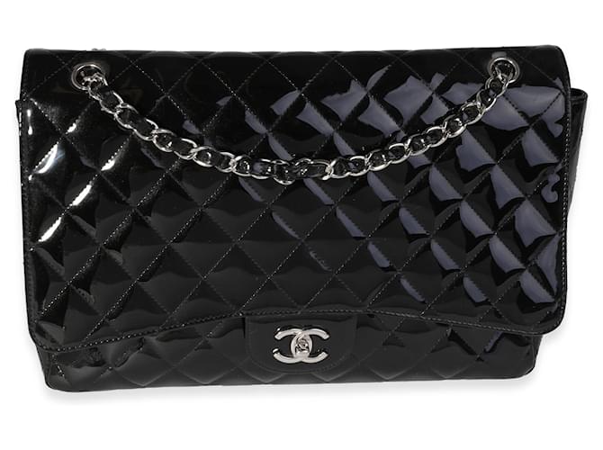Chanel Black Quilted Patent Leather Maxi Classic Single Flap Bag ref.659472  - Joli Closet