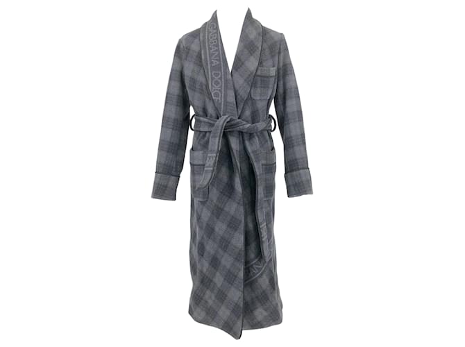 Dolce & Gabbana Dolce Gabbana coat in grey wool with a belted waist  ref.659478