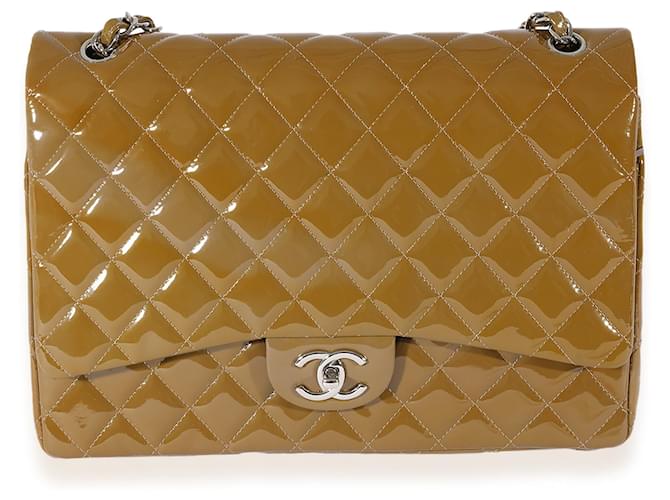 Timeless Chanel Tan Quilted Patent Leather Maxi Double Flap Brown  ref.659520 - Joli Closet
