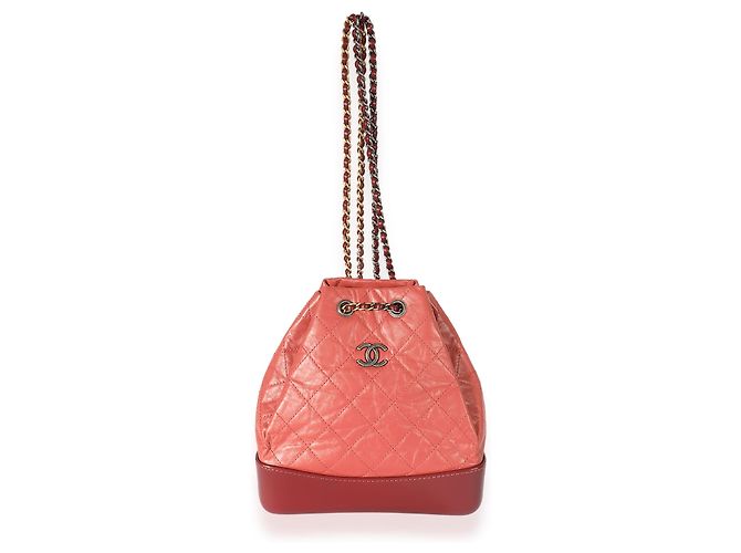 Chanel Raspberry Quilted Calfskin Small Gabrielle Backpack  Red