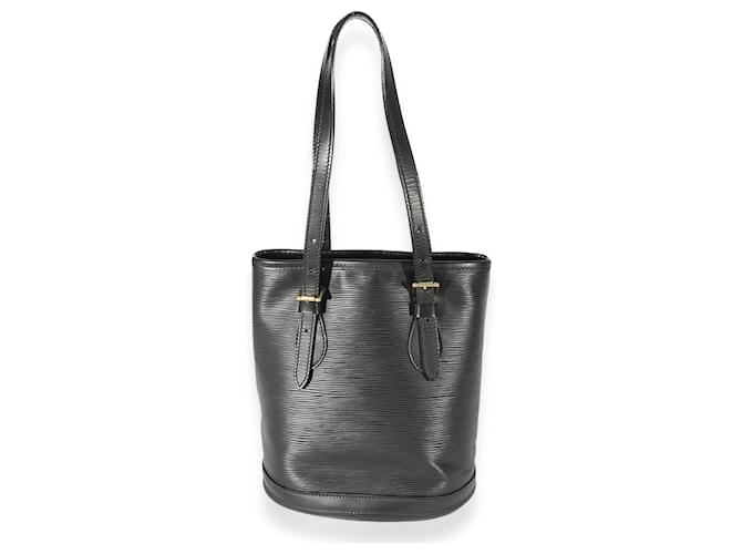 Bucket Louis Vuitton Petit sac seau en cuir épi noir  ref.659553