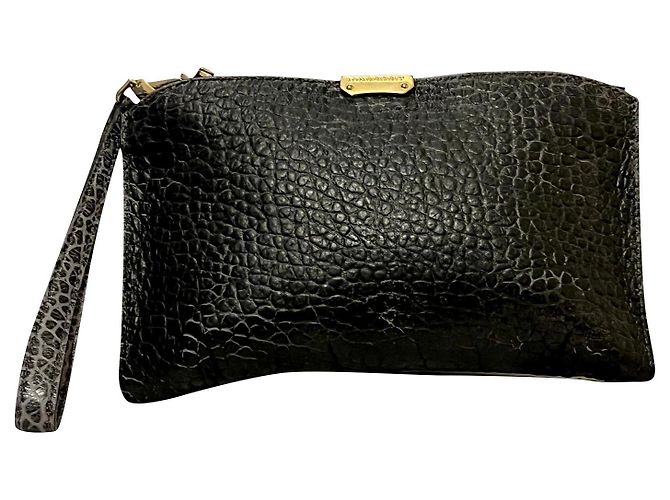 Burberry Pochette oder Clutch Bag, schwarzes gekrispeltes Leder