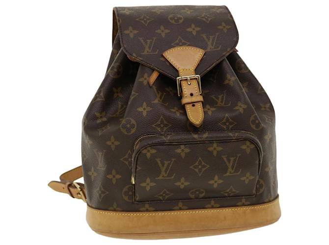 Auth Louis Vuitton LV Backpack Bag Montsouris MM Brown Monogram