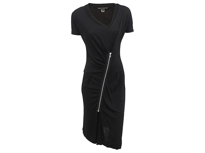 Marc by Marc Jacobs Asymmetrisches Woll-Midikleid in Schwarz XS Wolle Lyocell  ref.659952