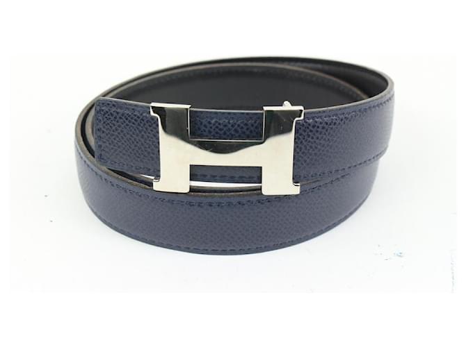 Hermès Marine x Noir x Argent 24Kit ceinture réversible avec logo H mm  ref.660020