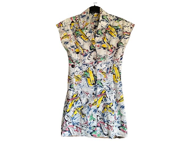 Camicia Chanel SS 94 Stampa CC Aeroplano Multicolore