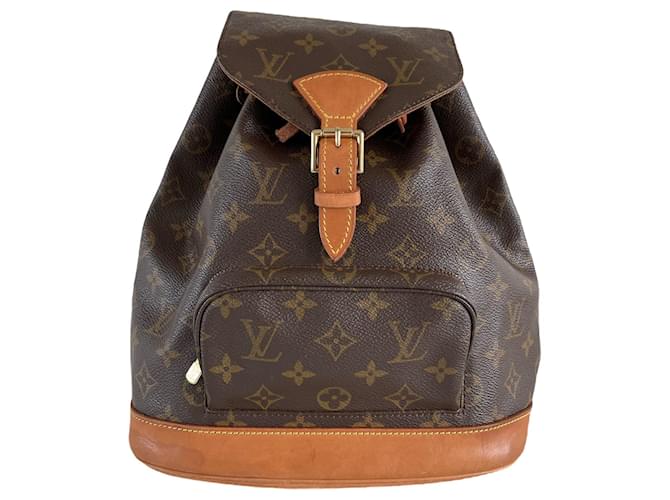 pindas Kwik Op tijd Louis Vuitton Montsouris MM monogram backpack sugsack rugzak rugtas Brown  Leather Cloth ref.660401 - Joli Closet