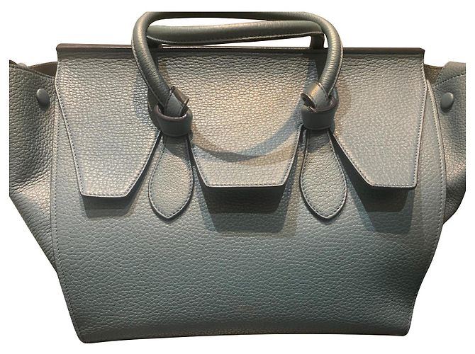 Céline Tie Bag Small Bleu Clair Cuir
