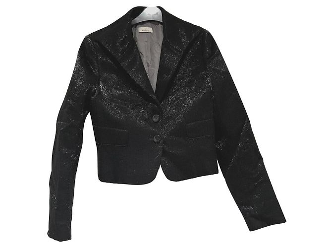 Pinko black metallic shimmer wool blazer