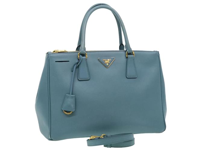 Saffiano PRADA Safiano Leather Hand Bag 2way Light Blue Auth 31505