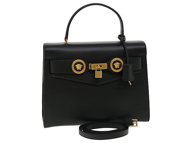 VERSACE Hand Bag Leather 2way Black DBFG311 auth 31495a  ref.660588