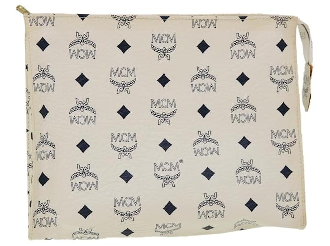 MCM Vicetos Clutch Bag PVC Leather White Auth am3106  ref.660613