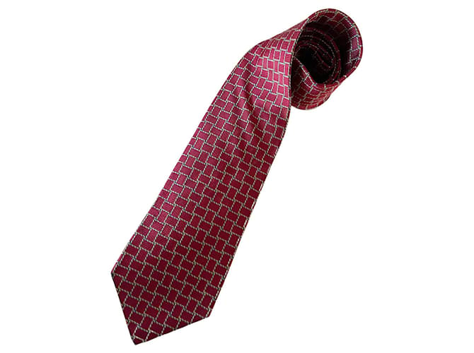 Autre Marque Sulka rote Krawatte mit geometrischen Mustern Seide  ref.660709