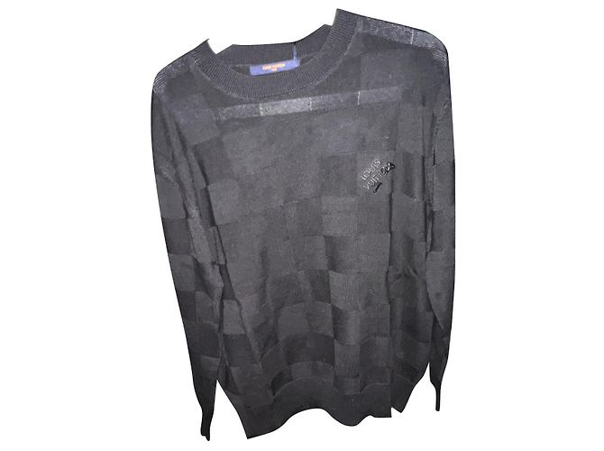 Louis Vuitton Crewneck Sweater Black Damier Pattern M