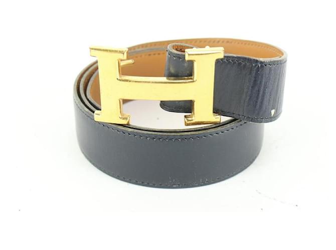 Hermès Size 85 Black x Brown x Gold 32mm Reversible H Logo Belt Kit White gold  ref.661013