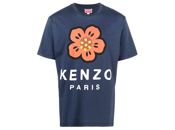 Kenzo T-Shirt Bleu 'Boke Flower' Coton  ref.661125