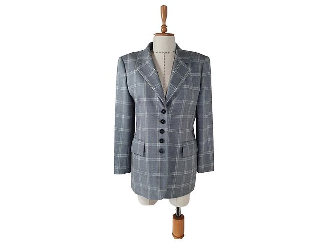 Escada Wollblazer Grau Mehrfarben