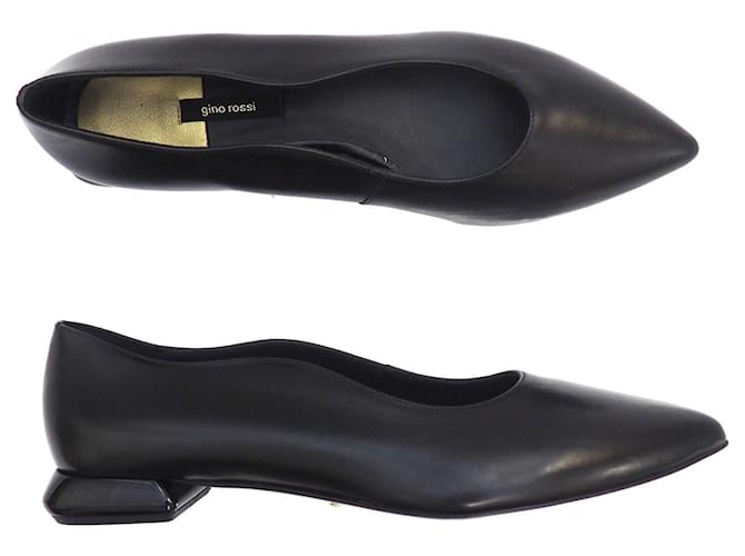 Gino Rossi leather ballet flats in black Size 39,5  ref.661375