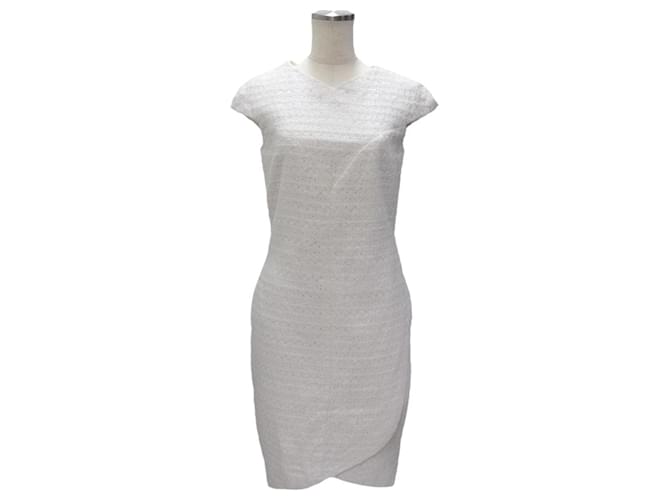 Chanel P40 lace tight dress ladies White Cotton ref.661737 Joli Closet