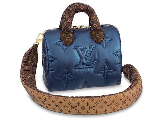 Louis Vuitton LV speedy 25 Almohada Azul Nylon  ref.661746
